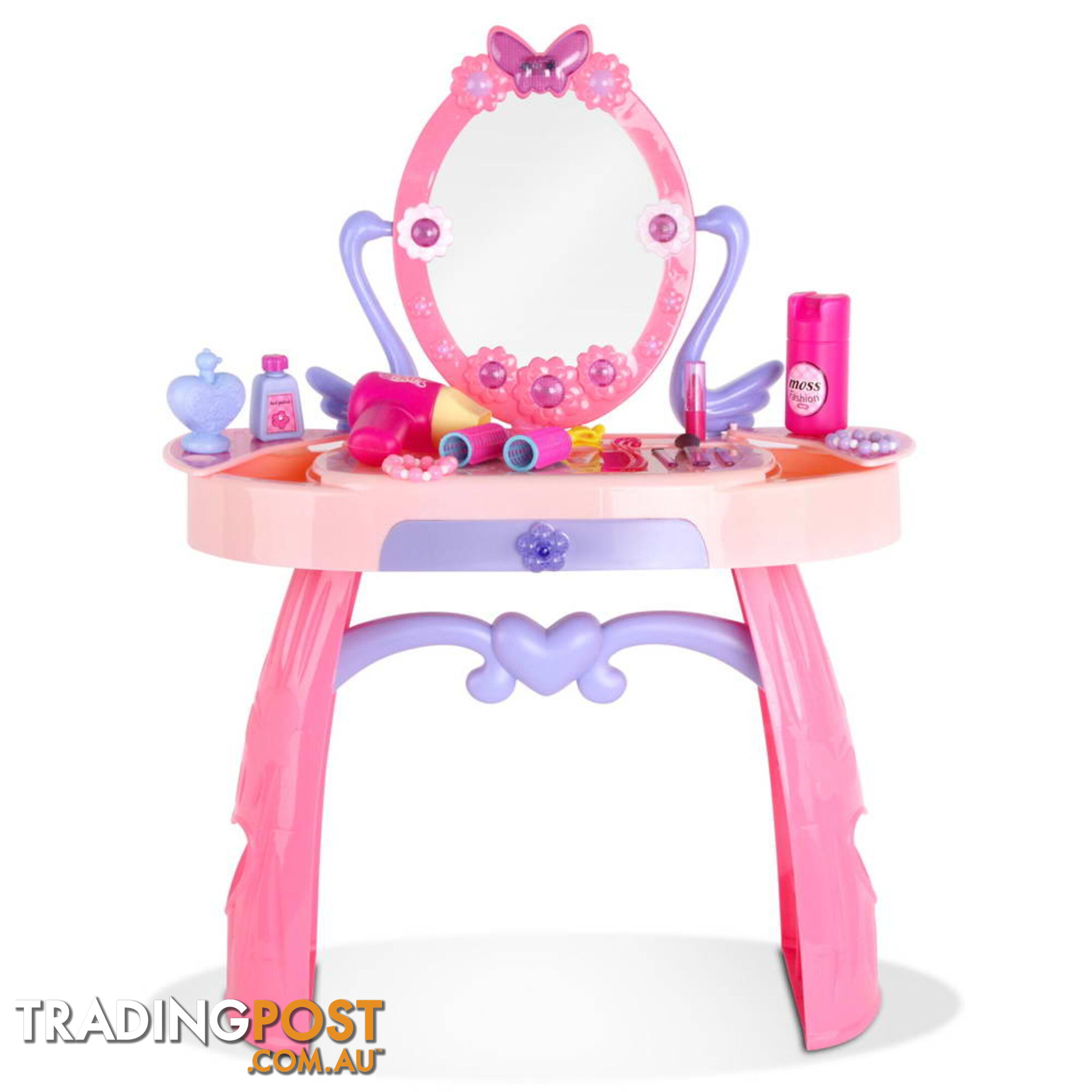 28 Piece Pretend Girls Kids Dressing Table Make Up Beauty Vanity Desk Toy Set