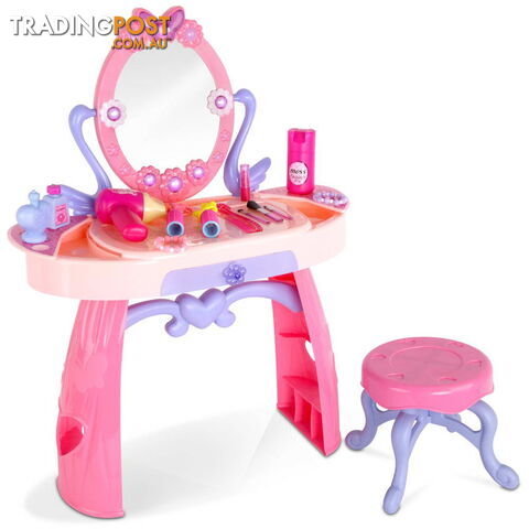 28 Piece Pretend Girls Kids Dressing Table Make Up Beauty Vanity Desk Toy Set