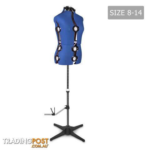 Size 8 - 14 Adjustable Dressmaking Female Mannequin Fashion Cloth Display Blue