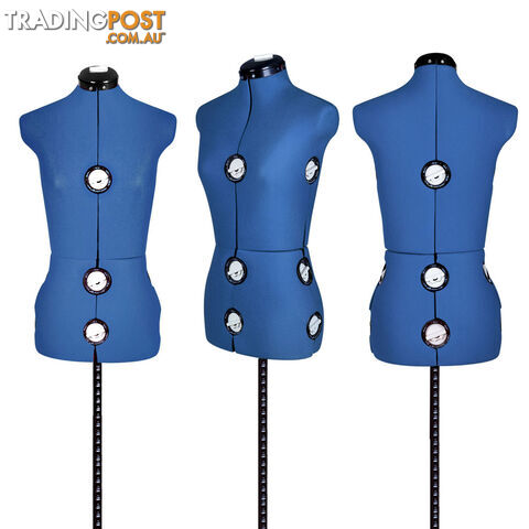 Size 8 - 14 Adjustable Dressmaking Female Mannequin Fashion Cloth Display Blue