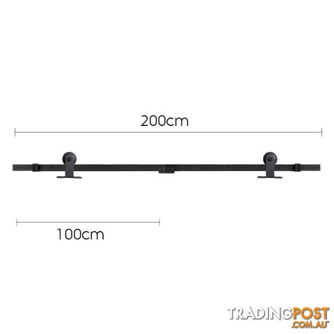 Sliding Barn Door Hardware Track Set Interior Closet Powder Coat Steel 2M Black - photo 4 of 8