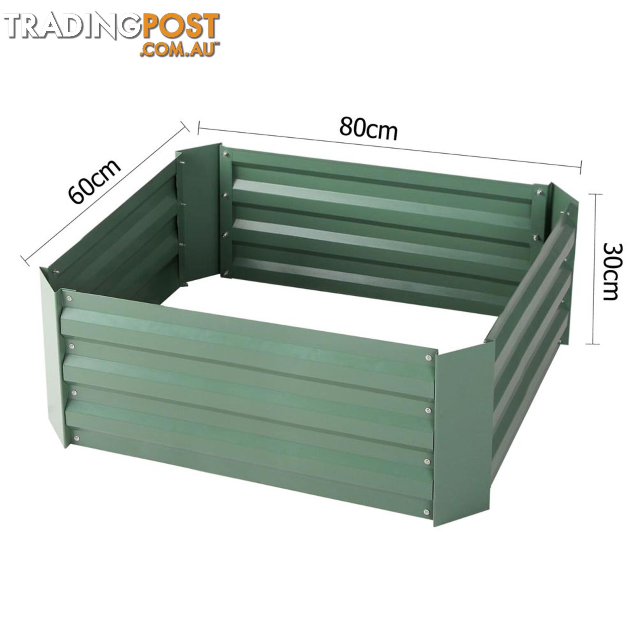 Galvanised Raised Garden Bed 80 x 60cm Green