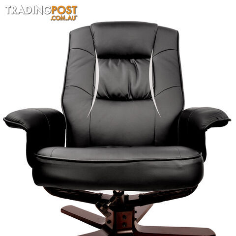 PU Leather Recliner Ottoman Chair Office Lounge Couch Armchair Black