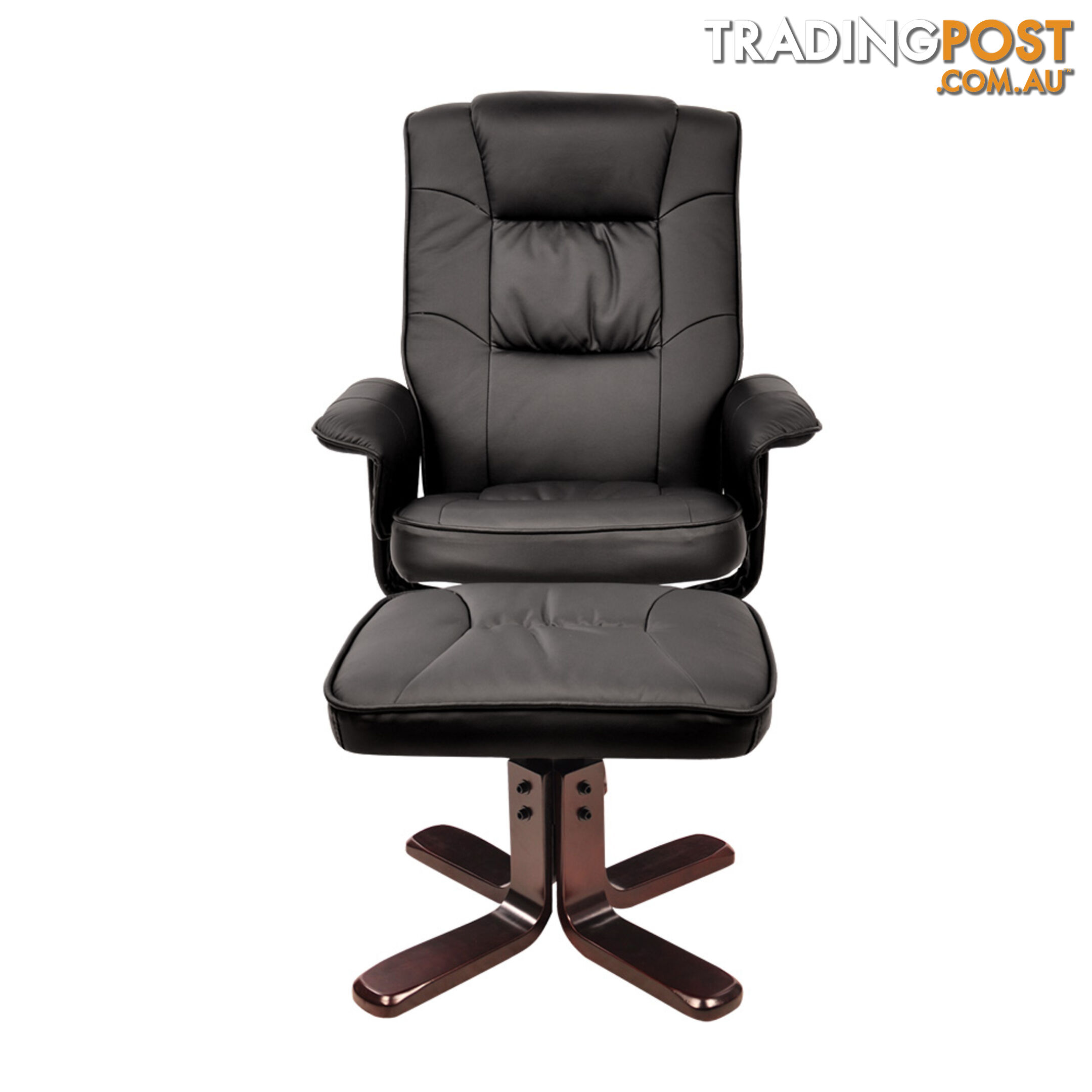 PU Leather Recliner Ottoman Chair Office Lounge Couch Armchair Black