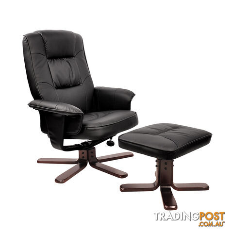 PU Leather Recliner Ottoman Chair Office Lounge Couch Armchair Black