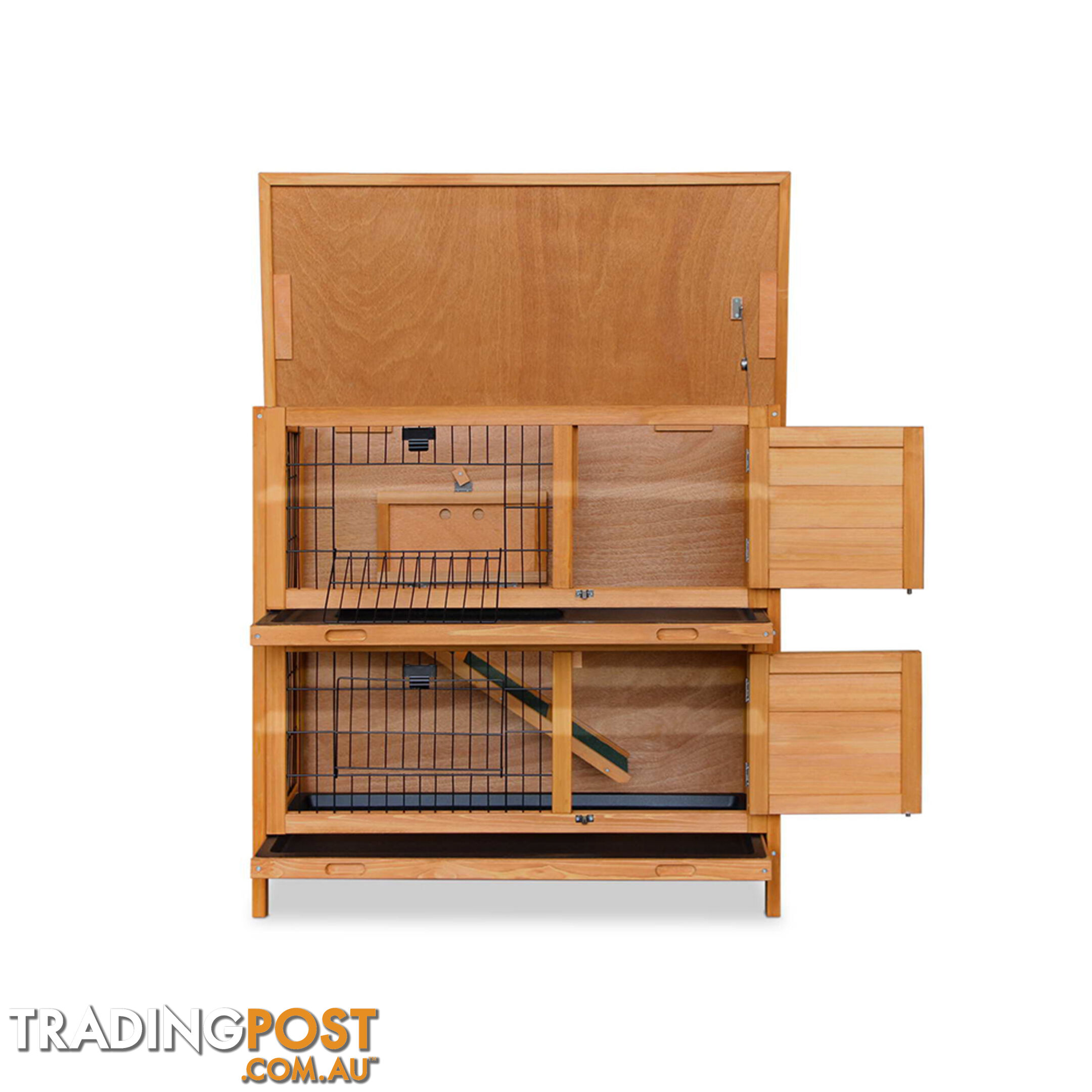 Double Storey Rabbit Hutch with Foldable Ramp