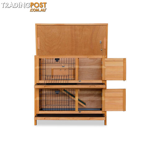 Double Storey Rabbit Hutch with Foldable Ramp