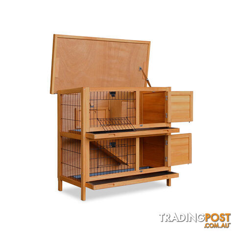 Double Storey Rabbit Hutch with Foldable Ramp