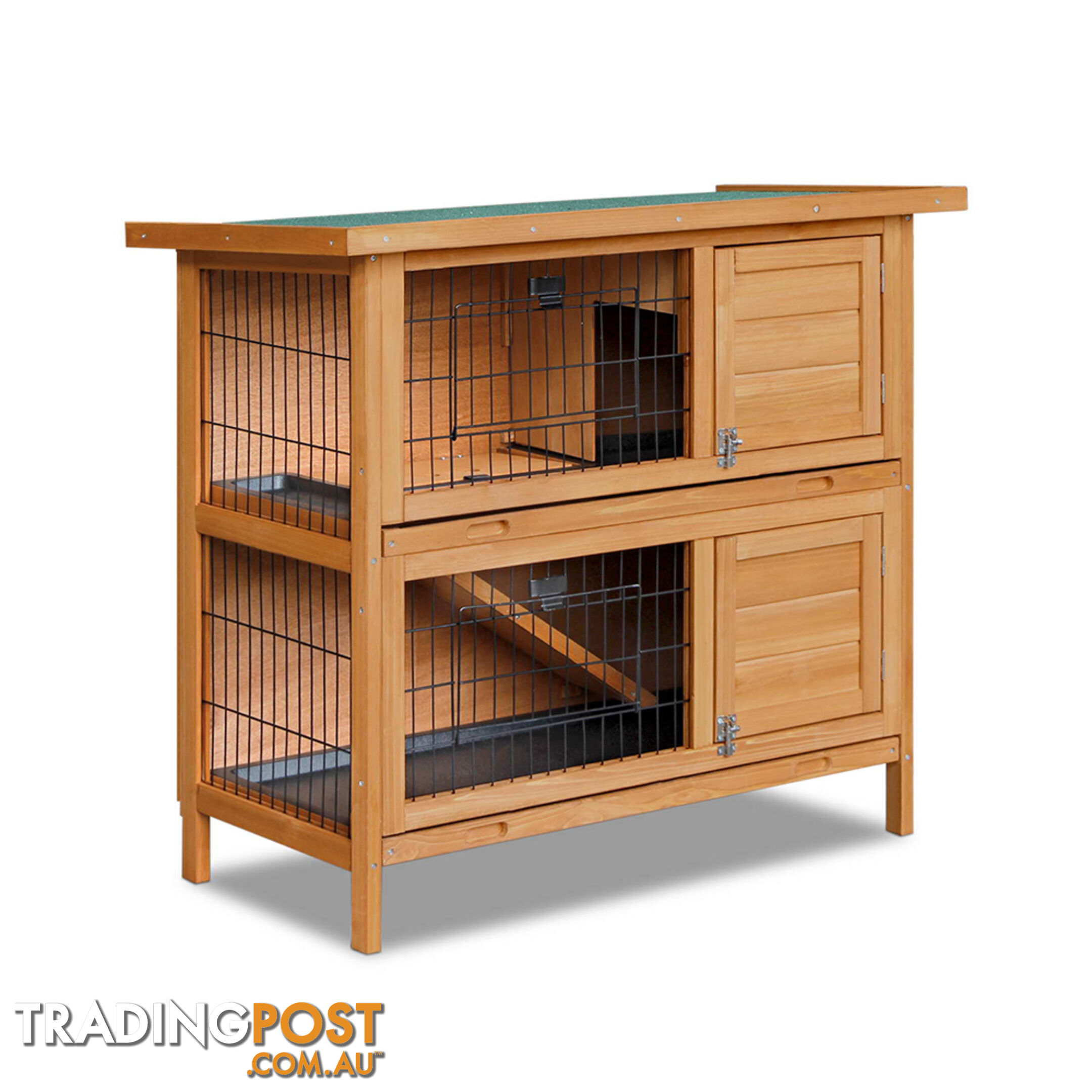 Double Storey Rabbit Hutch with Foldable Ramp