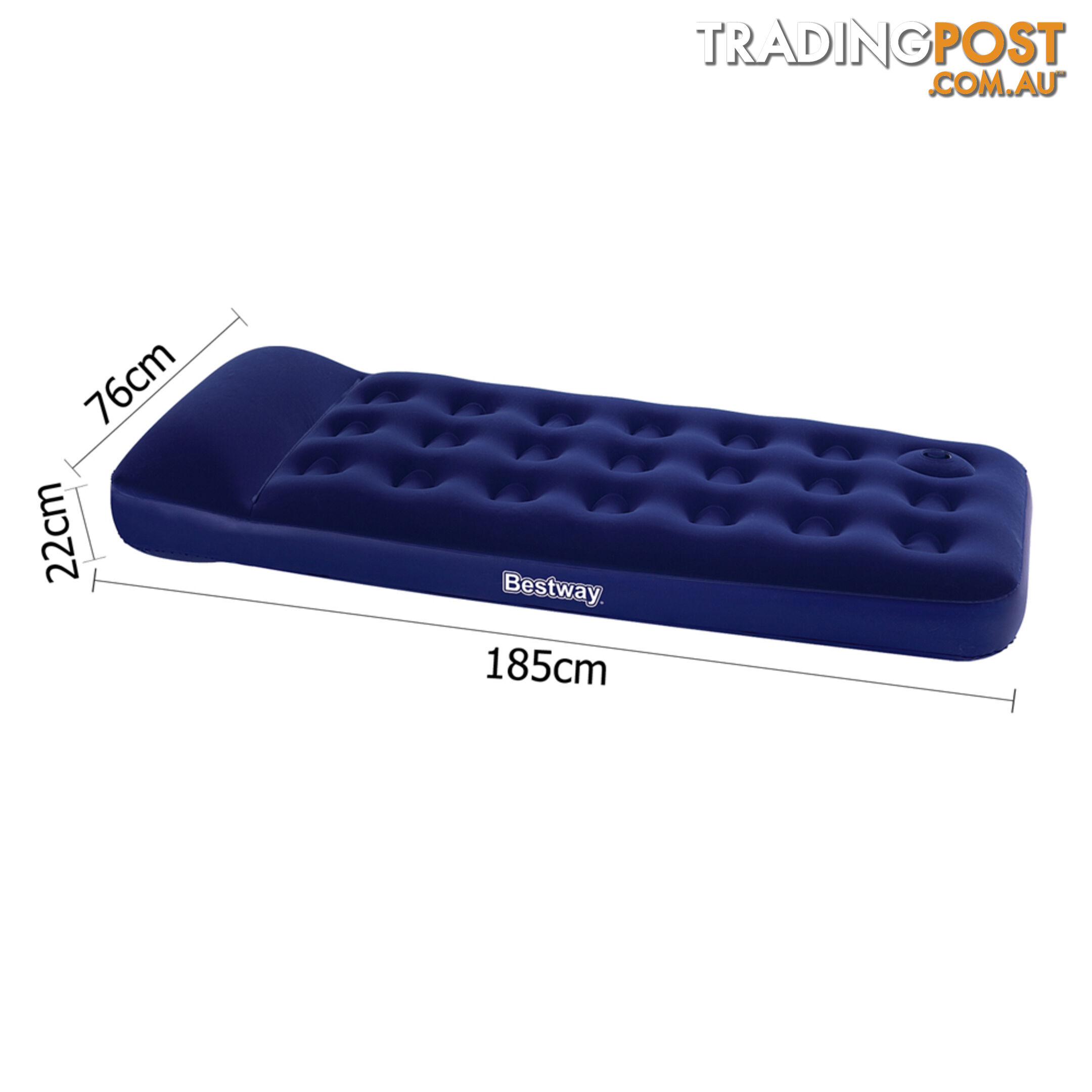 Single Inflatable Air Bed Built-in Foot Pump Flocked Camping Blow Up Mattress