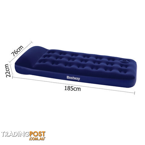 Single Inflatable Air Bed Built-in Foot Pump Flocked Camping Blow Up Mattress