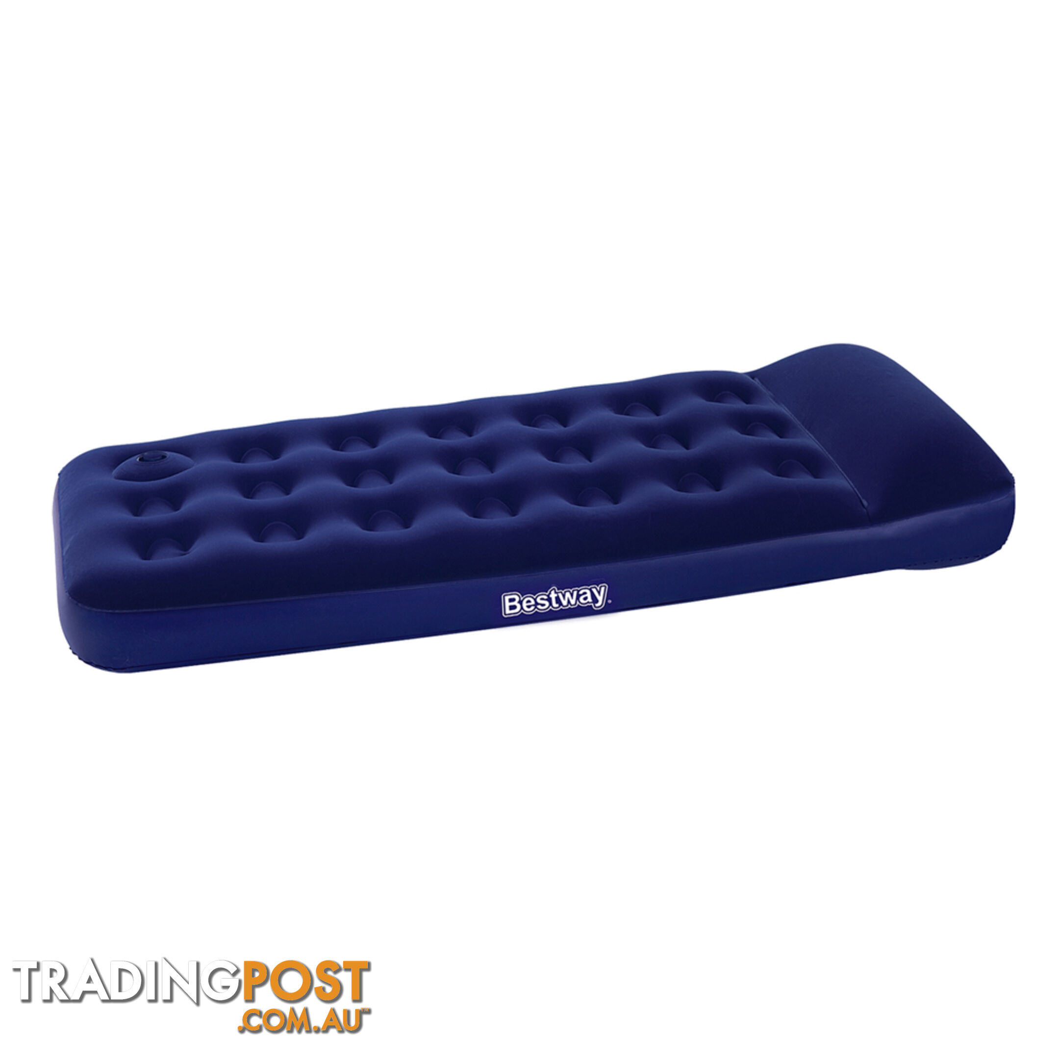 Single Inflatable Air Bed Built-in Foot Pump Flocked Camping Blow Up Mattress