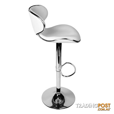 Set of 2 PU Leather Kitchen Bar Stools Gas Lift Swivel Chair White