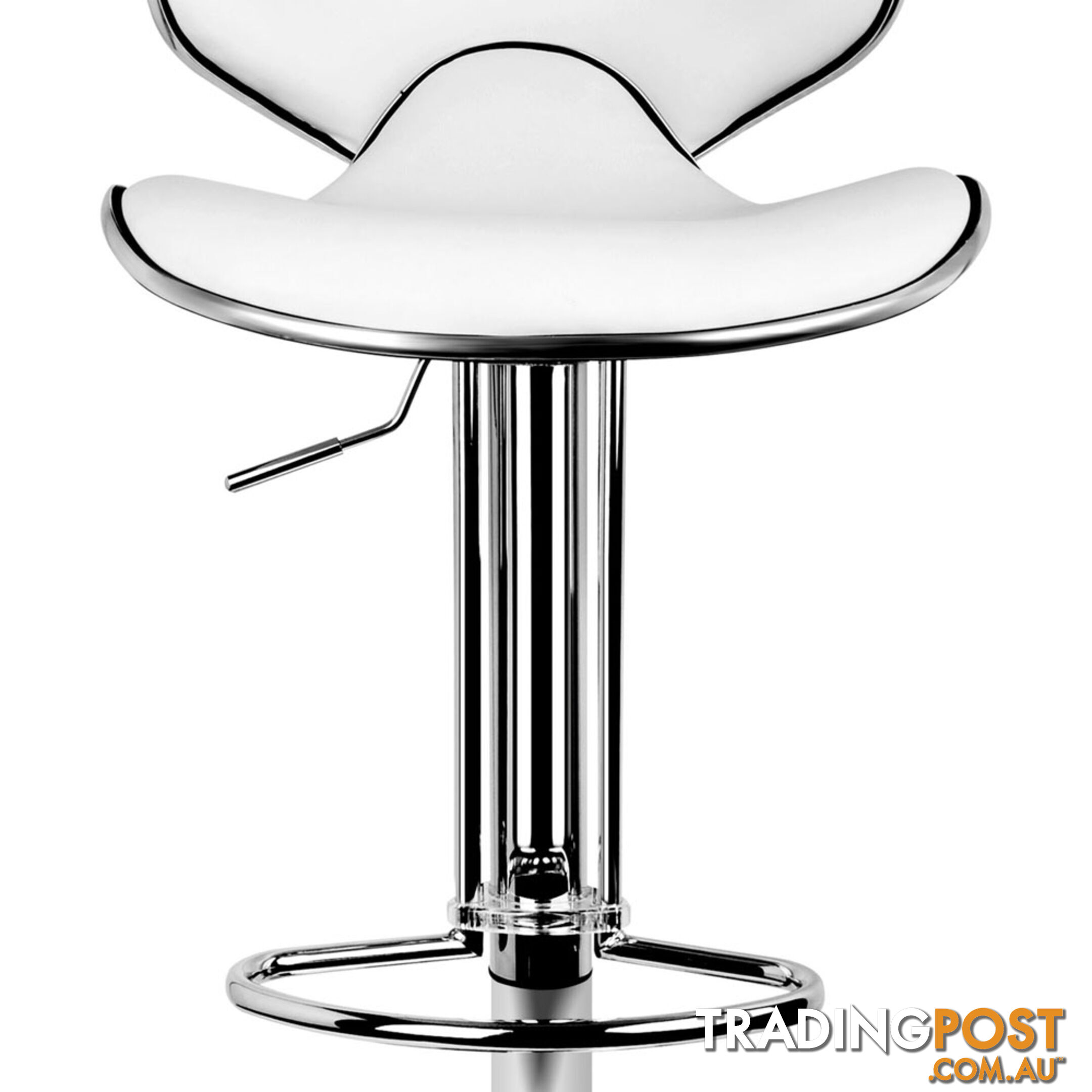 Set of 2 PU Leather Kitchen Bar Stools Gas Lift Swivel Chair White