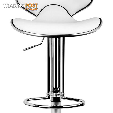 Set of 2 PU Leather Kitchen Bar Stools Gas Lift Swivel Chair White