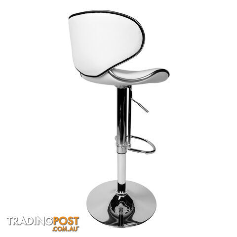 Set of 2 PU Leather Kitchen Bar Stools Gas Lift Swivel Chair White