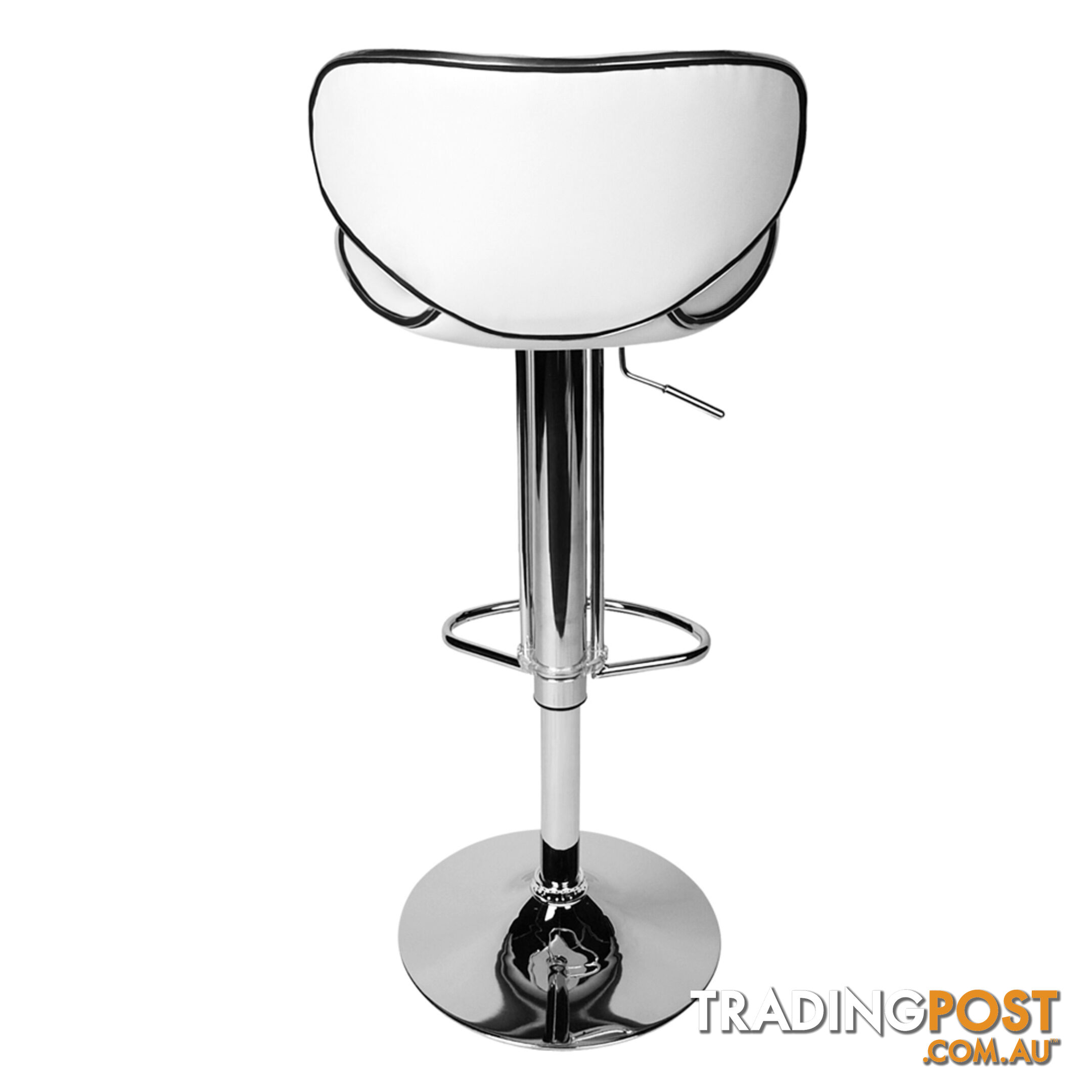 Set of 2 PU Leather Kitchen Bar Stools Gas Lift Swivel Chair White