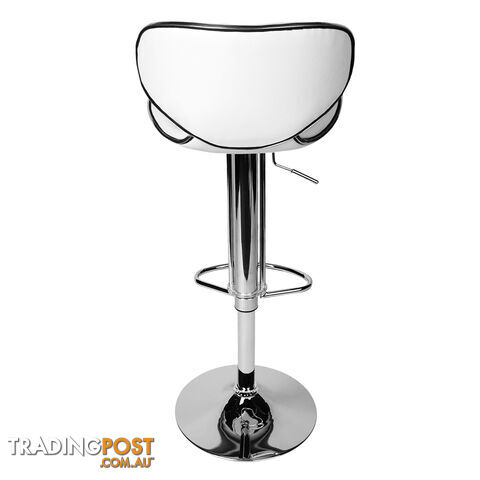 Set of 2 PU Leather Kitchen Bar Stools Gas Lift Swivel Chair White