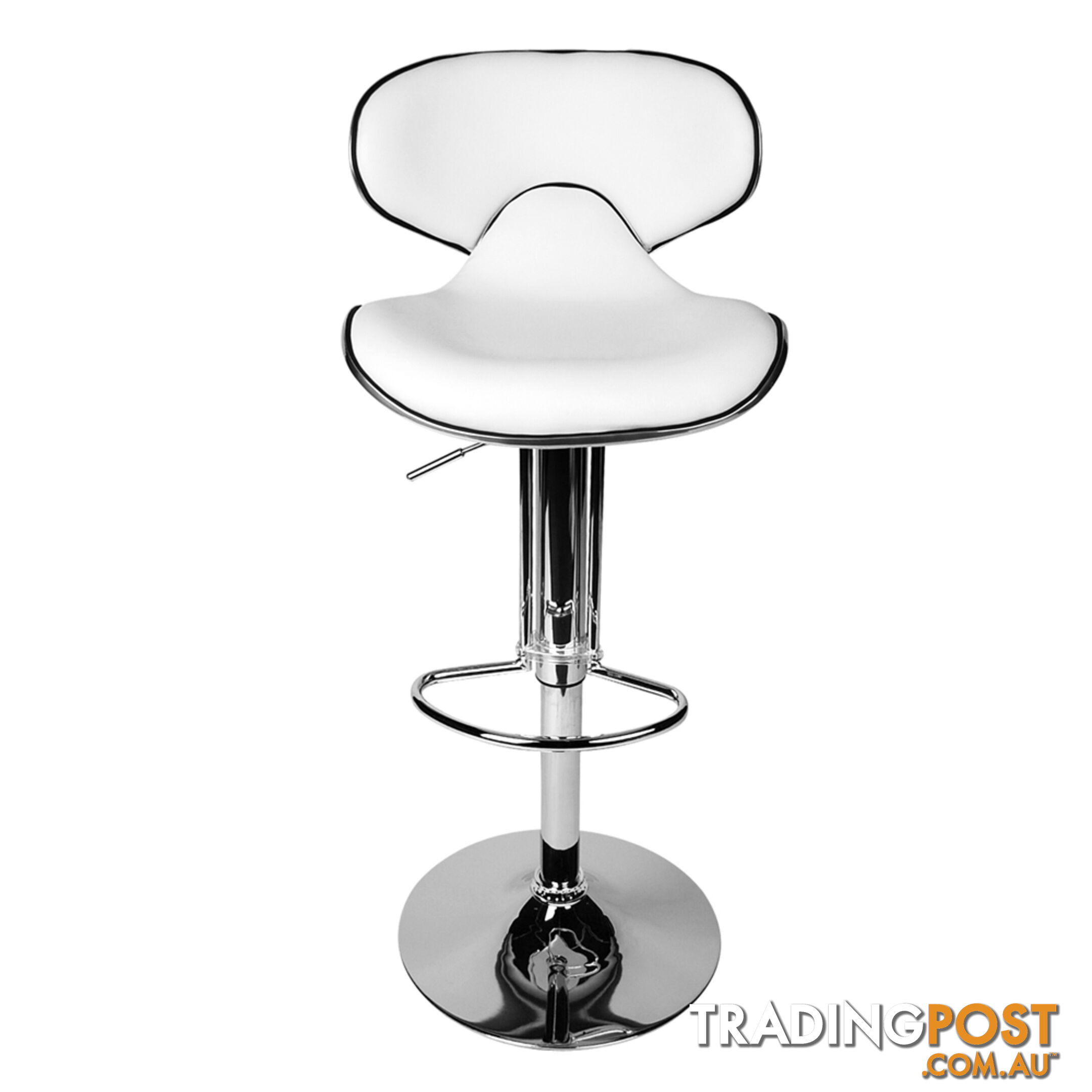 Set of 2 PU Leather Kitchen Bar Stools Gas Lift Swivel Chair White