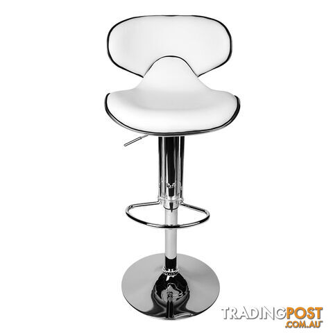 Set of 2 PU Leather Kitchen Bar Stools Gas Lift Swivel Chair White