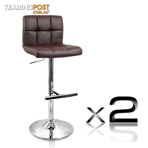 2 x PU Leather Gas Lift Bar Stool Kitchen Office Pub Barstool Chair Chocolate