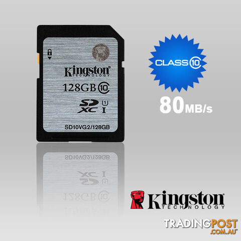 KINGSTON 128GB SDXC Class10 UHS-I 80MB/s Read Flash Card  Retail(SD10VG2/128GBFR)