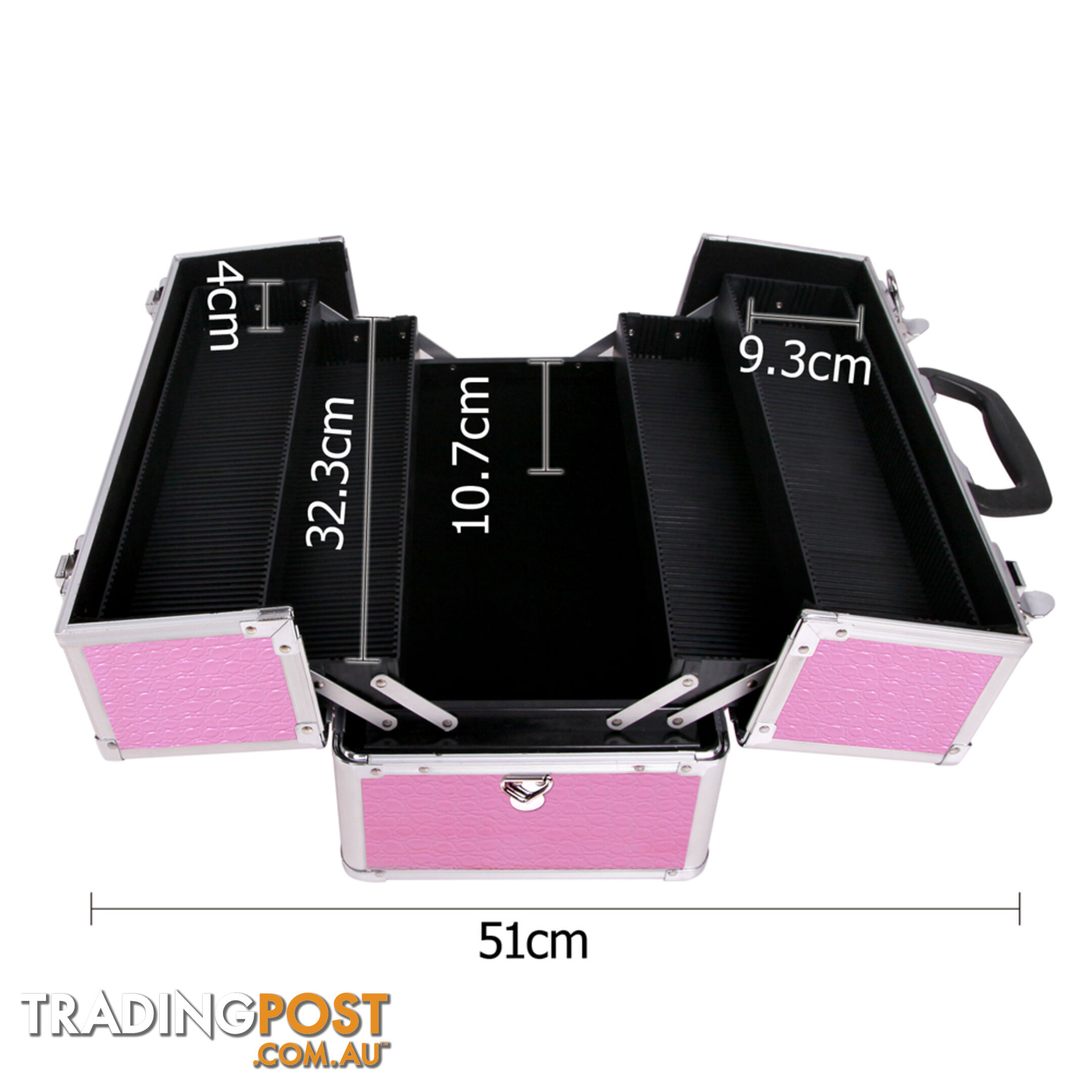 Pink Aluminum Frames Professional Beauty Cosmetic Case Make up Jewellry Box