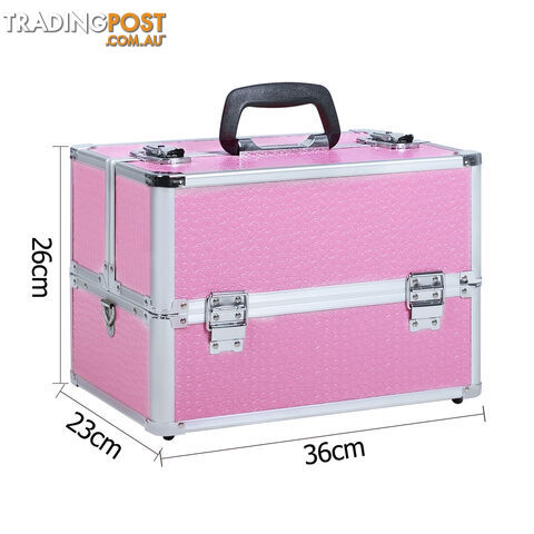 Pink Aluminum Frames Professional Beauty Cosmetic Case Make up Jewellry Box