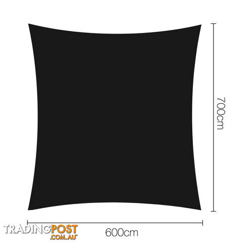 Heavy Duty Rectangle Shade Sail Cloth Sun Canopy Shadecloth 6 x 7m Black 280g/m2