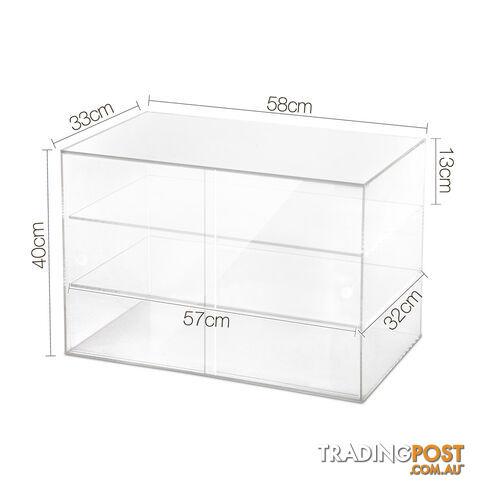 3 Tier Clear Acrylic Display Cabinet with Sliding Door