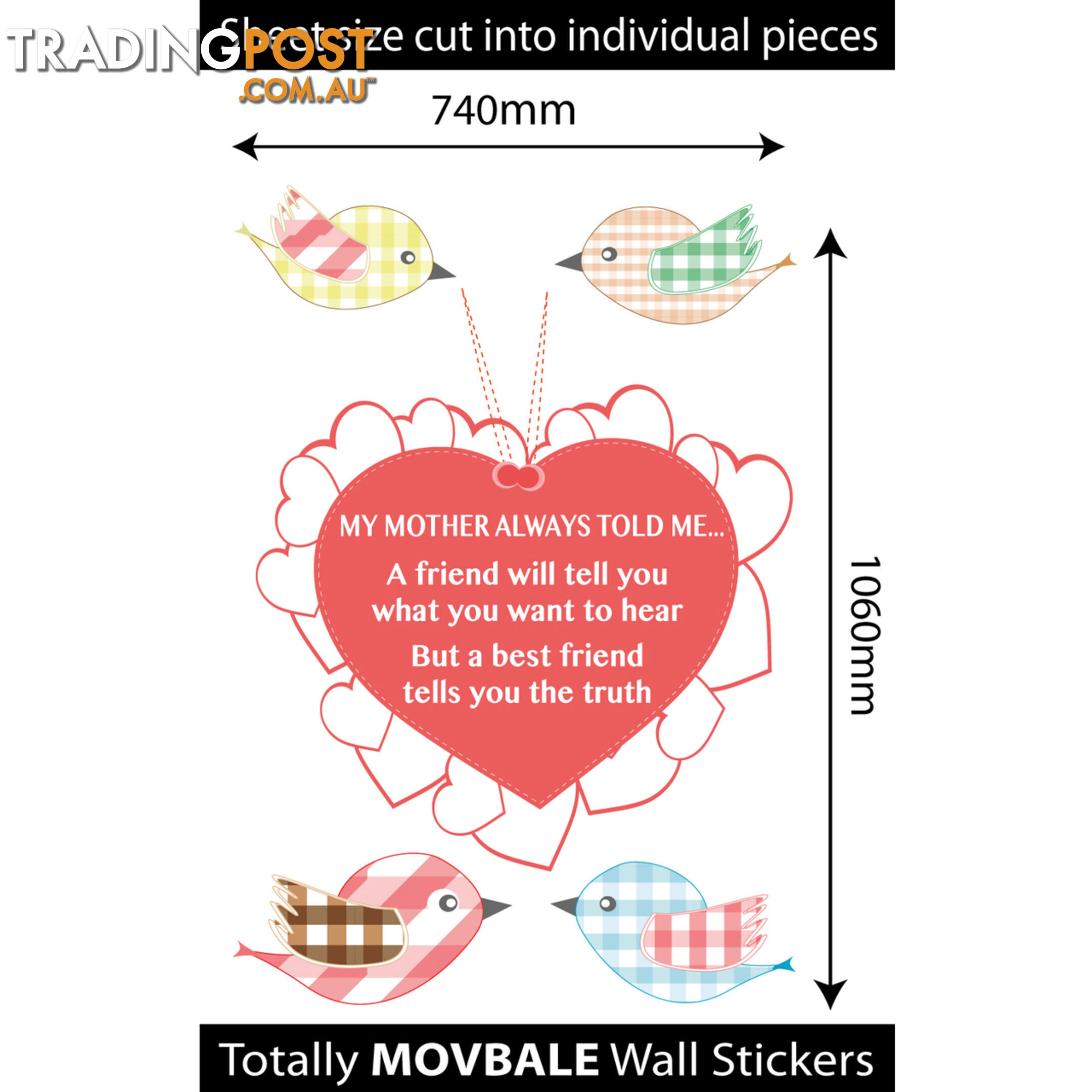 Extra Large Size My Mother Told Me Wall Sticker Quotes - Totally Movable