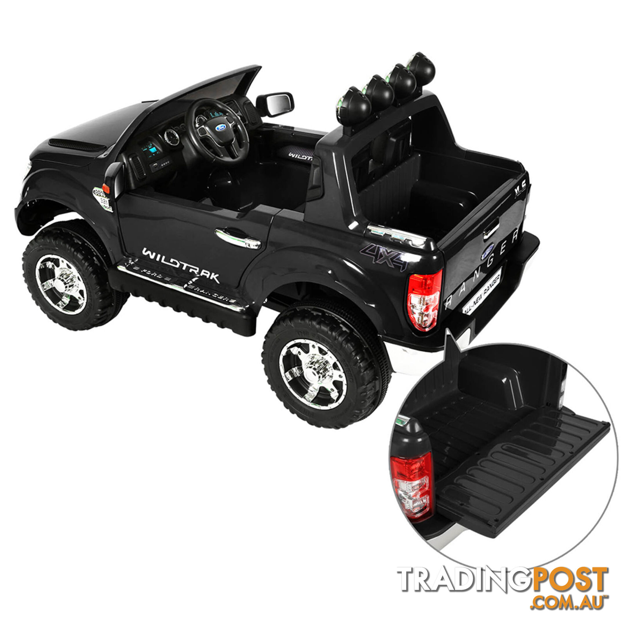 Ford Ranger Kids Ride On Car Licensed Remote Control Children Toy Truck Black