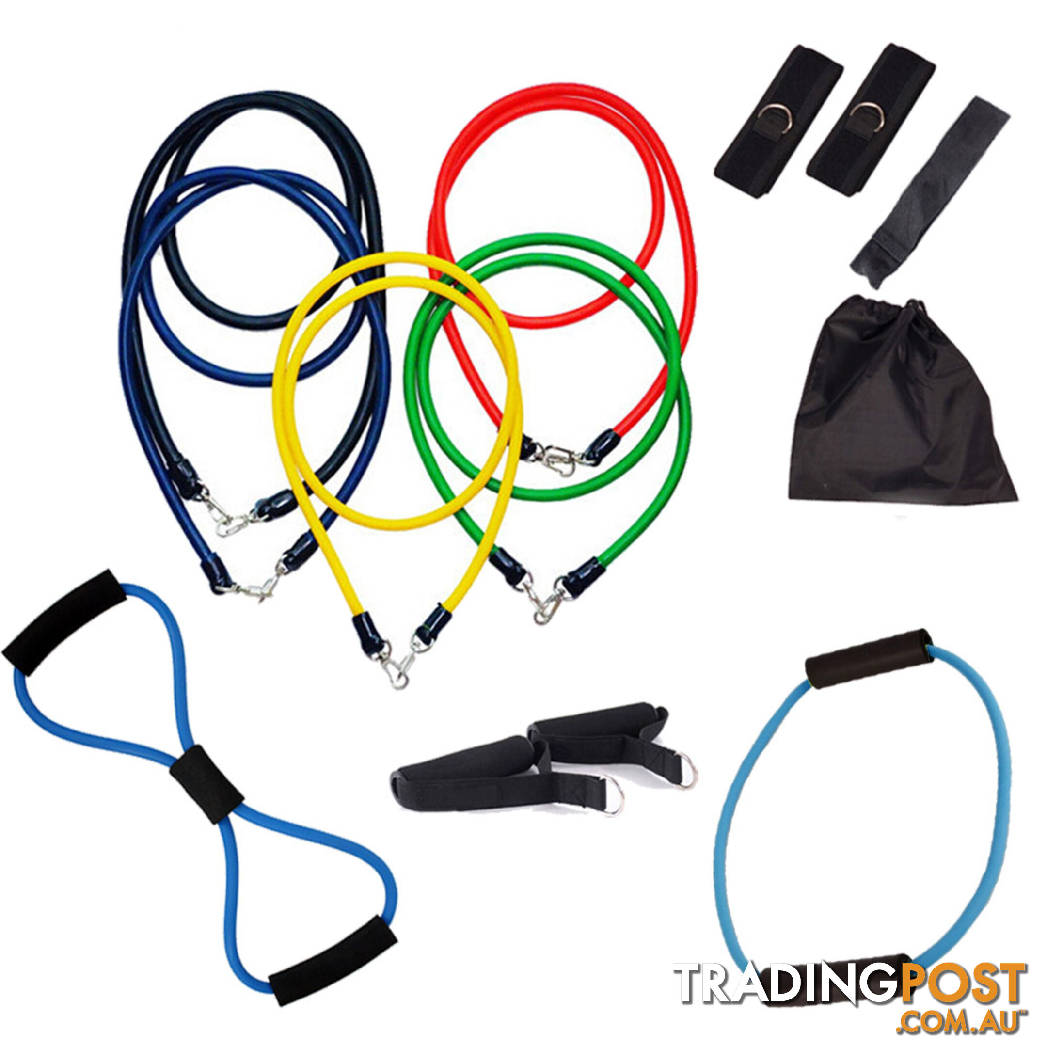 13PCS Heavy Resistance Band Yoga Tension Rope Fitness Stretch Door Loop Gym Abs