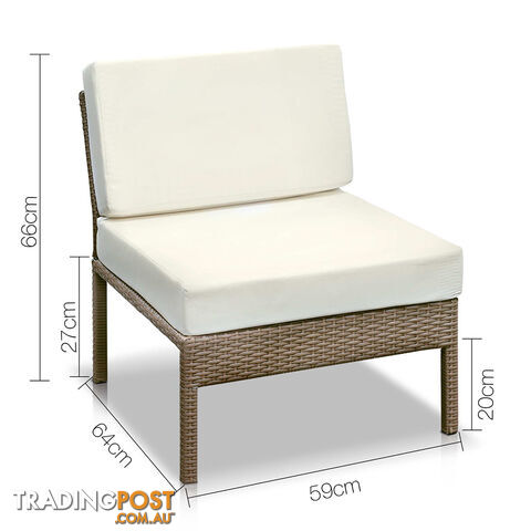 6Pcs Stackable Outdoor Lounge Set 5 Seater Wicker Rattan Garden Furniture Beige