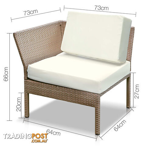 6Pcs Stackable Outdoor Lounge Set 5 Seater Wicker Rattan Garden Furniture Beige