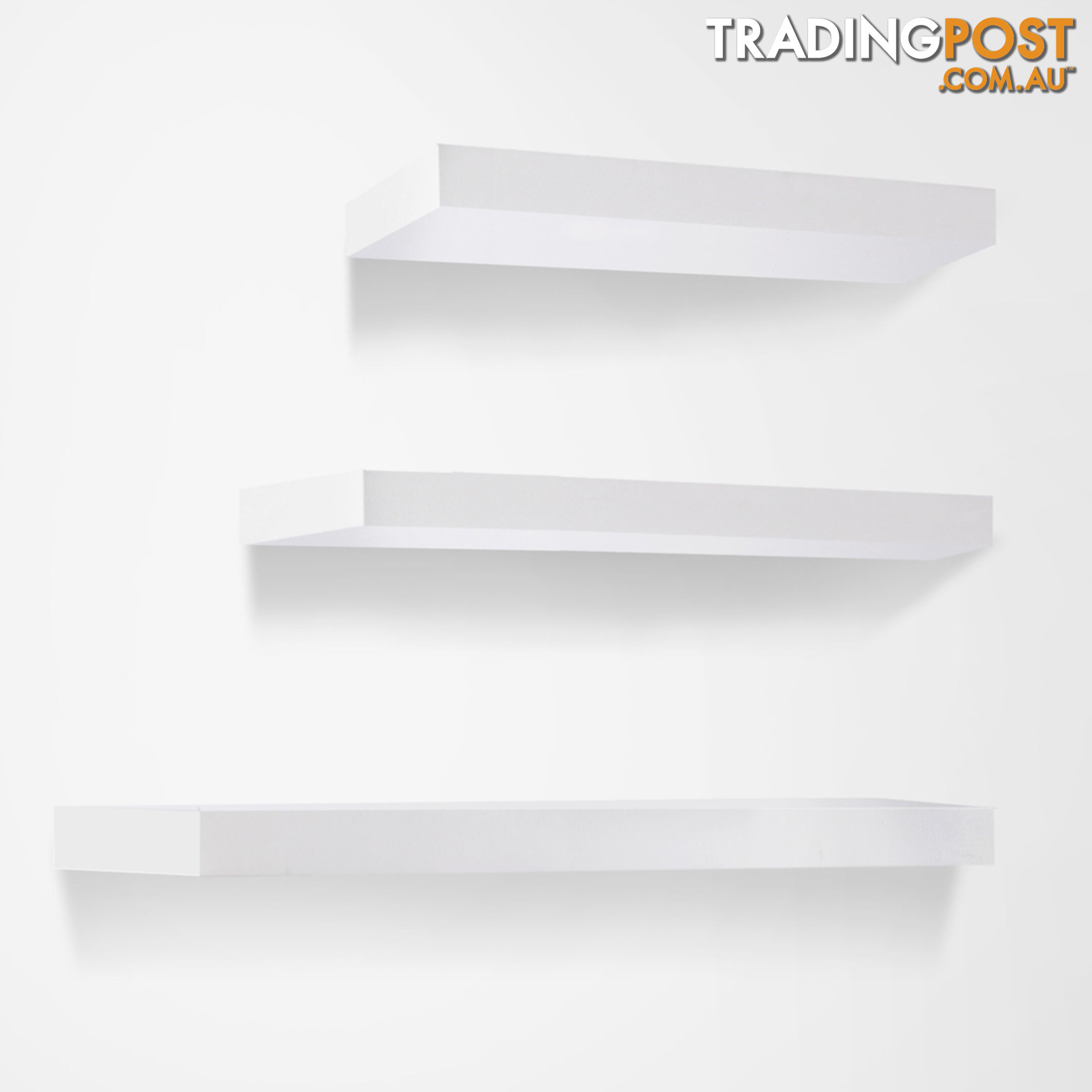 White 3 pcs Wall Floating Shelf Set Bookshelf Display