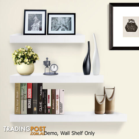 White 3 pcs Wall Floating Shelf Set Bookshelf Display