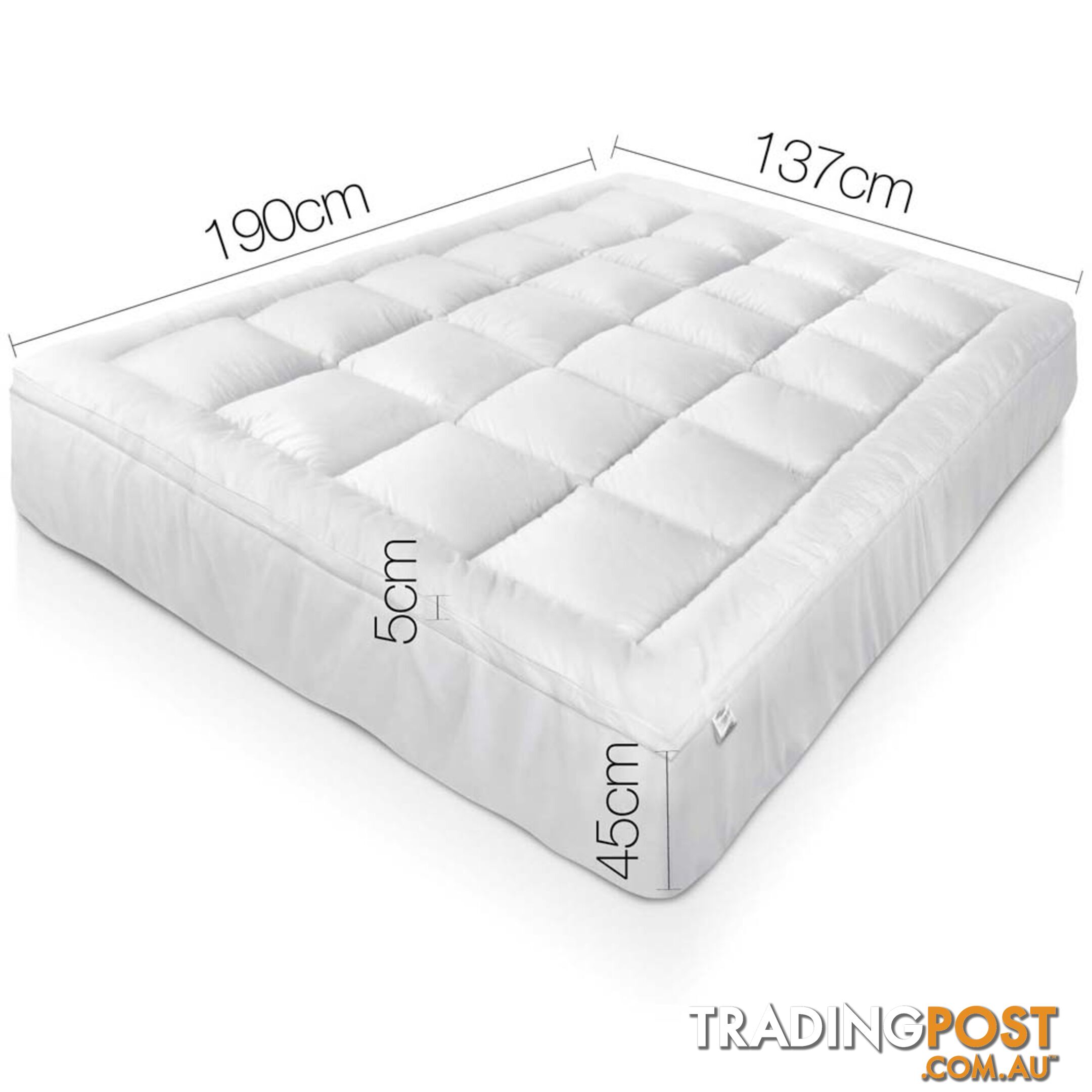 1000GSM Bamboo Fabric Pillowtop Mattress Topper Bed Cover Protector 5cm Double
