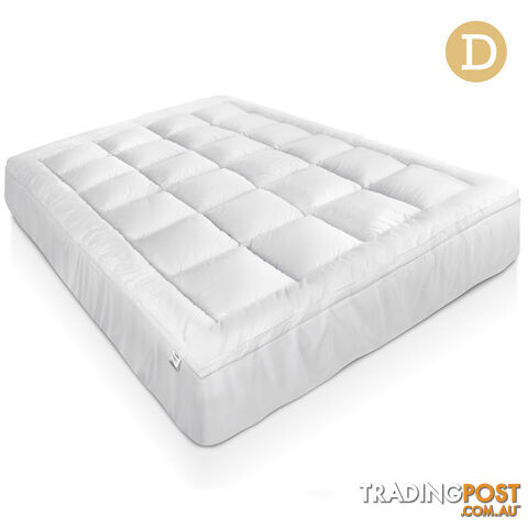 Duck Feather Down Mattress Topper 1000GSM Bamboo Pillowtop Bed Cover Double