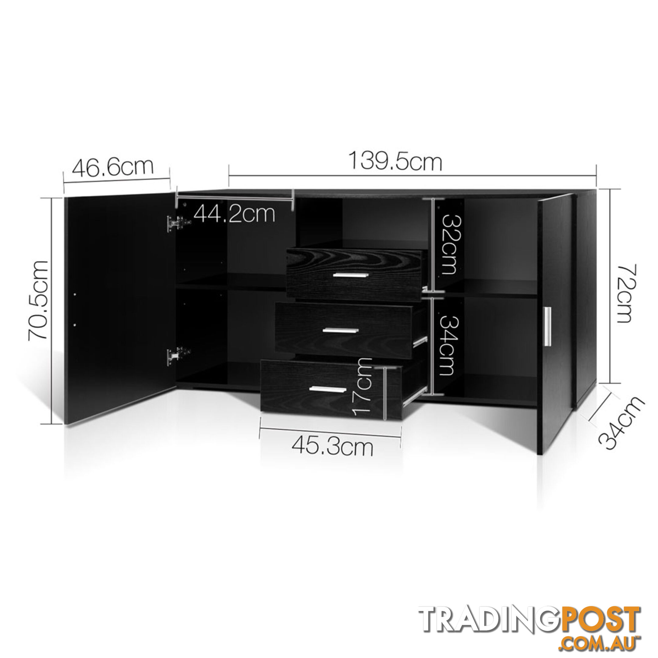 Buffet Sideboard Cabinet - Black