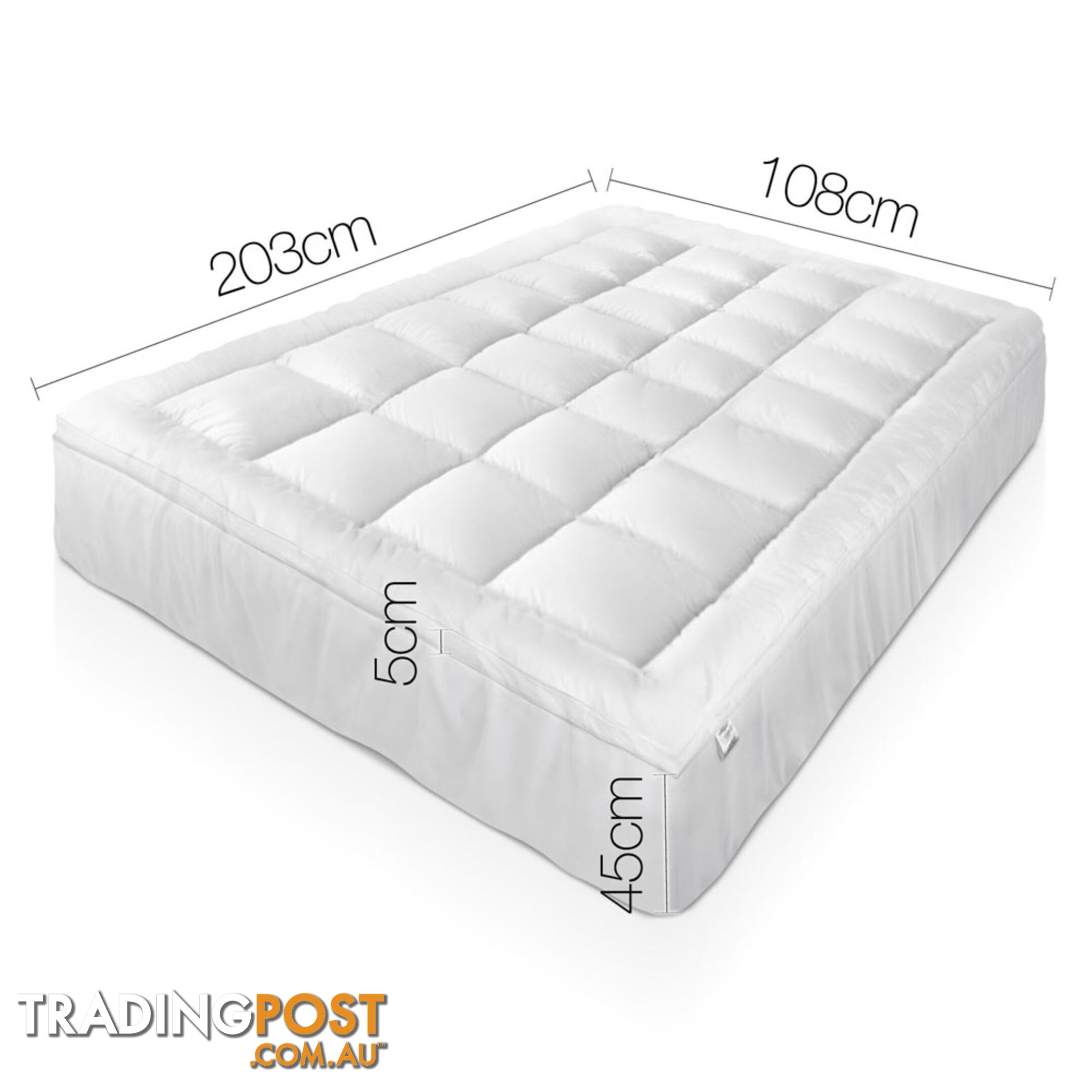 1000GSM Bamboo Fabric Pillowtop Mattress Topper Bed Cover 5cm King Single