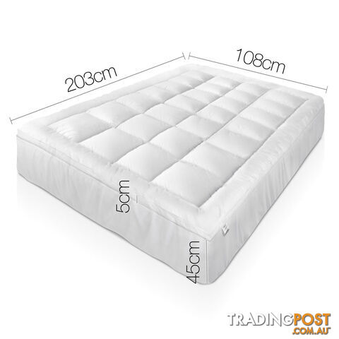 1000GSM Bamboo Fabric Pillowtop Mattress Topper Bed Cover 5cm King Single