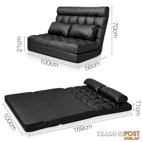 Double Size Adjustable Lounge Sofa - 10 positions PU Leather