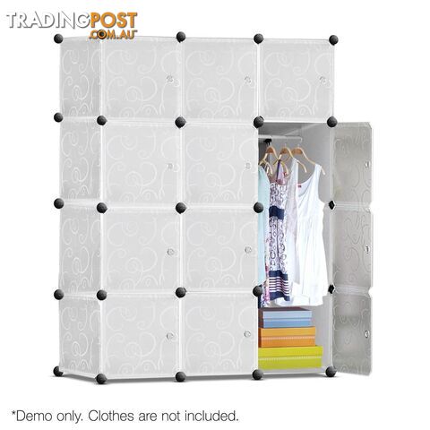 12 Cube Storage Cabinet with Hanging Bar - White
