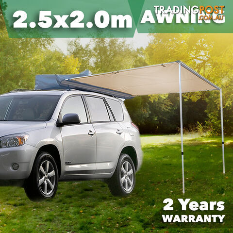 2.5M x 2M Car Awning Roof Top Tent Outdoor Camper Trailer Camping Pull Out 4WD