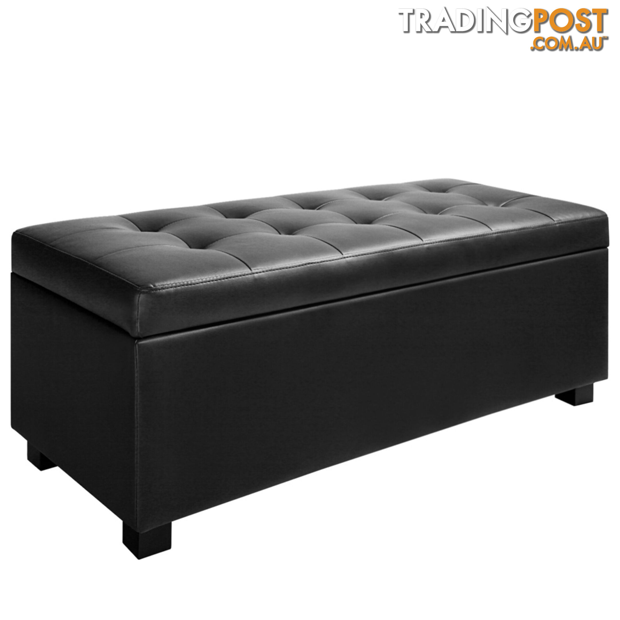 Ottoman Storage Blanket Box Foot Stool Toy Chest Bed PU Leather Large Black