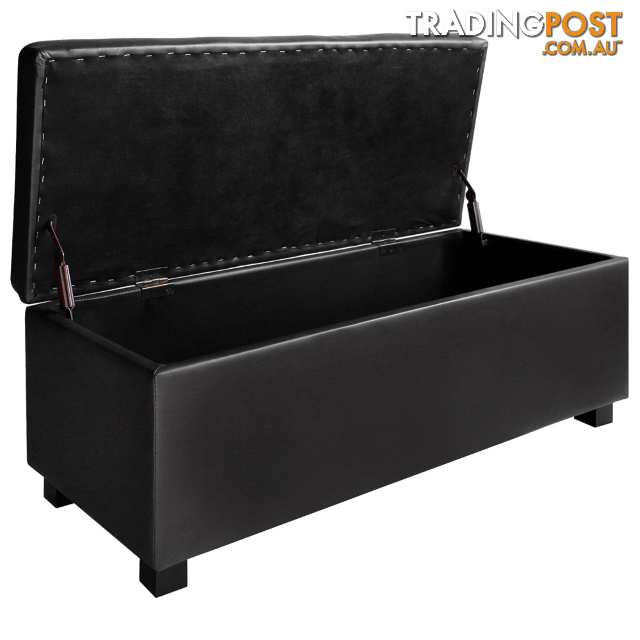 Ottoman Storage Blanket Box Foot Stool Toy Chest Bed PU Leather Large Black