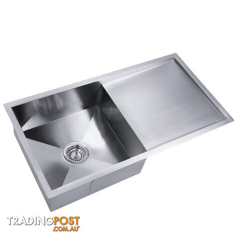 Handmade Stainless Steel Kitchen Laundry Sink Strainer Waste 870x450mm