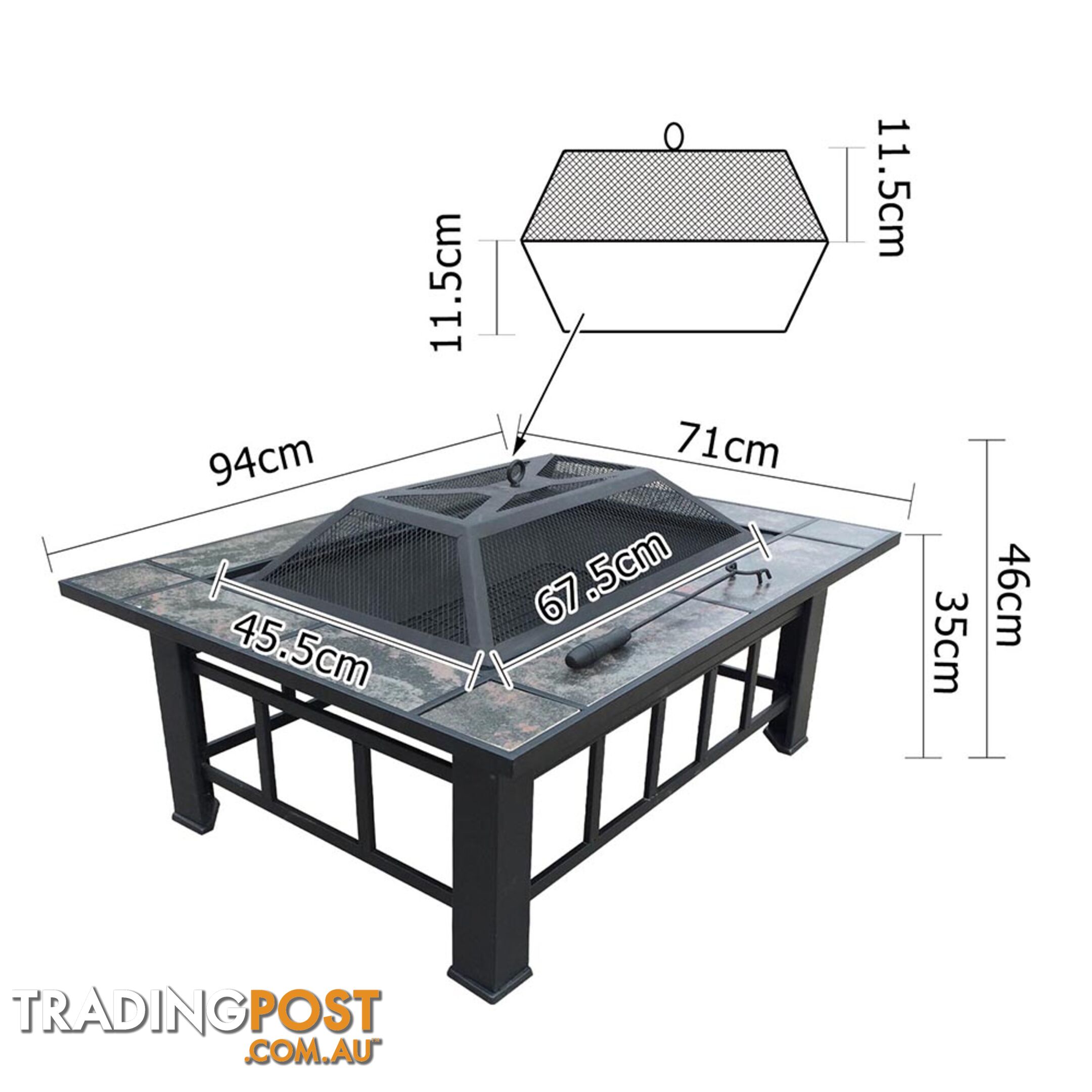 Extra Long 2 In 1 Multi-Purpose Outdoor Fire Pit BBQ Table Grill Fireplace