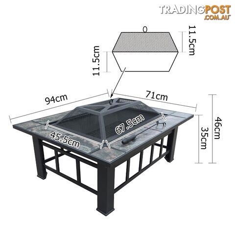 Extra Long 2 In 1 Multi-Purpose Outdoor Fire Pit BBQ Table Grill Fireplace